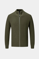 Olive Zip-Up Knit Jacket