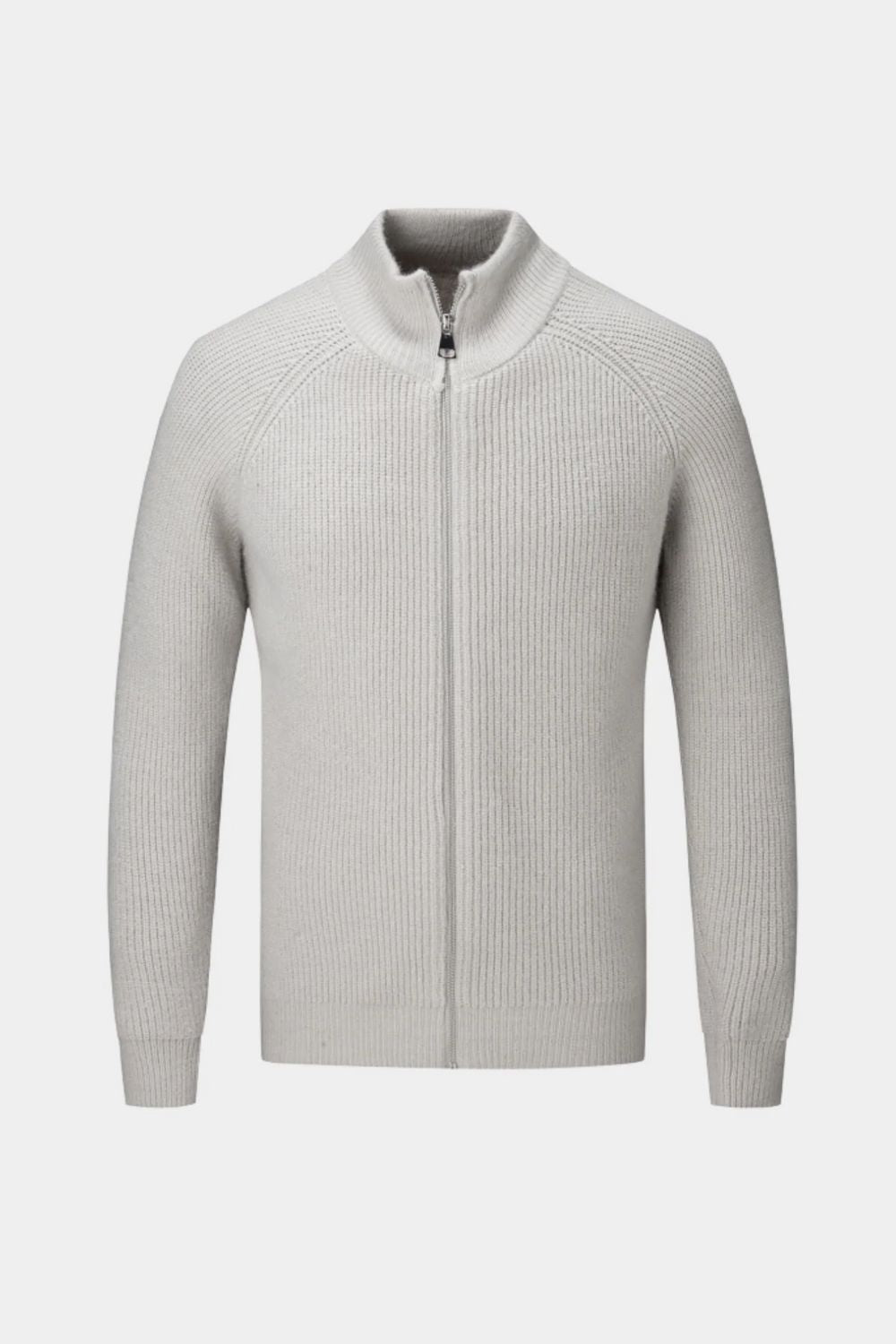 Gray Zip-Up Knit Jacket