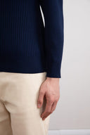 Blue Striped Open Polo Shirt