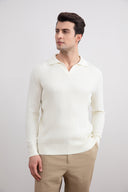 Off-White Striped Open Polo Shirt