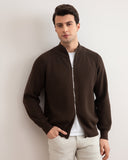 Brown English Rib Full Zip Cardigan