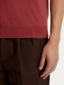 Silk and cotton polo jumper Terracotta