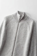 Gray Zip-Up Knit Jacket