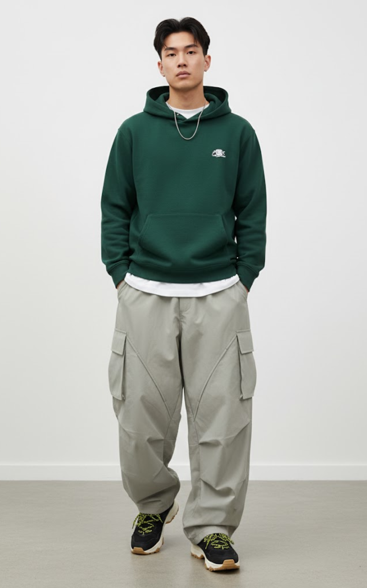 en’s Wide-Leg Cargo Pants – Oversized Streetwear Utility Trousers with Pockets