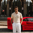 Ivory Ribbed Polo