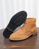 The Brogue Suede Zip Boots
