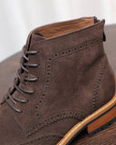 The Brogue Suede Zip Boots