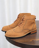 The Brogue Suede Zip Boots