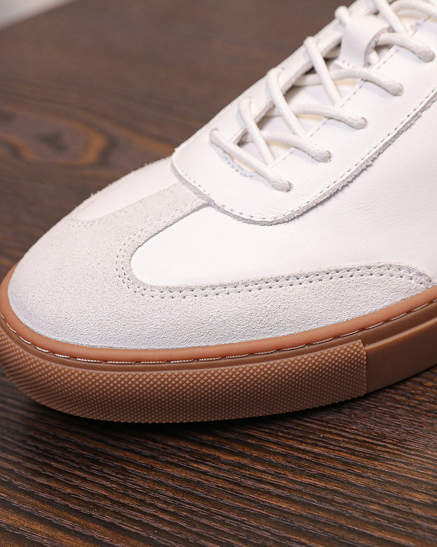 Leather & Suede Low Sneakers with Gum Sole