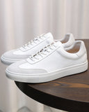 Leather & Suede Low-Top Sneakers with Contrast Sole