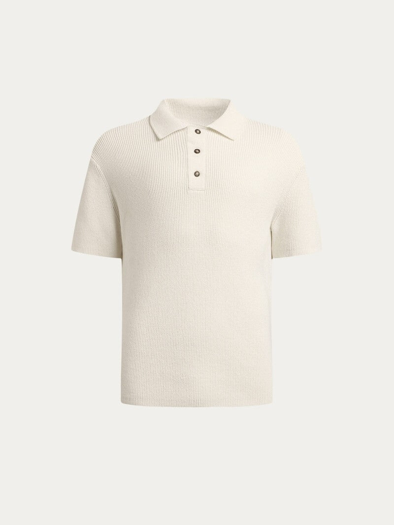 Cotton and linen polo shirt Milk